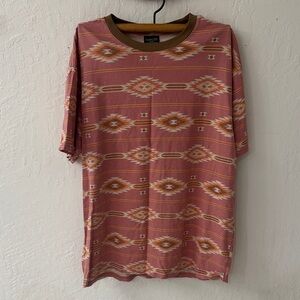 Cotton On Loose Fit Medium Western Print T Shirt Pink Orange Brown Cream